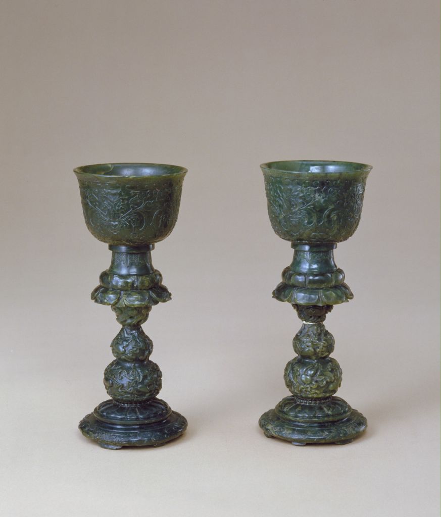 碧玉葫芦万代莲座高把杯